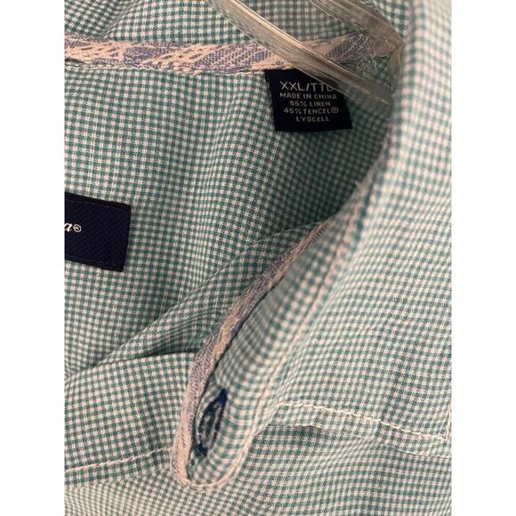 Tommy Bahama Linen Tencel Micro Gingham Button Down Shirt Size XXL Long Sleeve - Picture 7 of 12